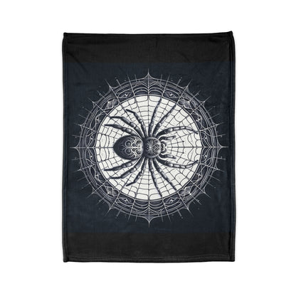 Spider - Black / White Soft Polyester Blanket