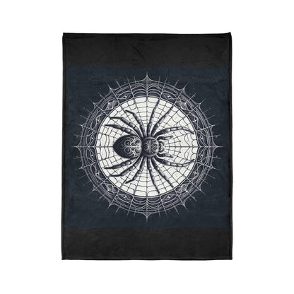 Spider - Black / White Soft Polyester Blanket