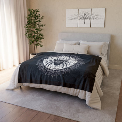 Spider - Black / White Soft Polyester Blanket