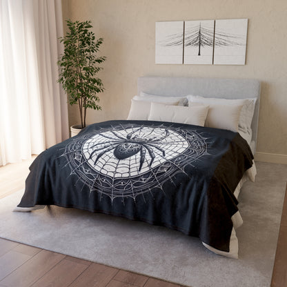 Spider - Black / White Soft Polyester Blanket