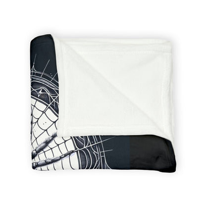 Spider - Black / White Soft Polyester Blanket